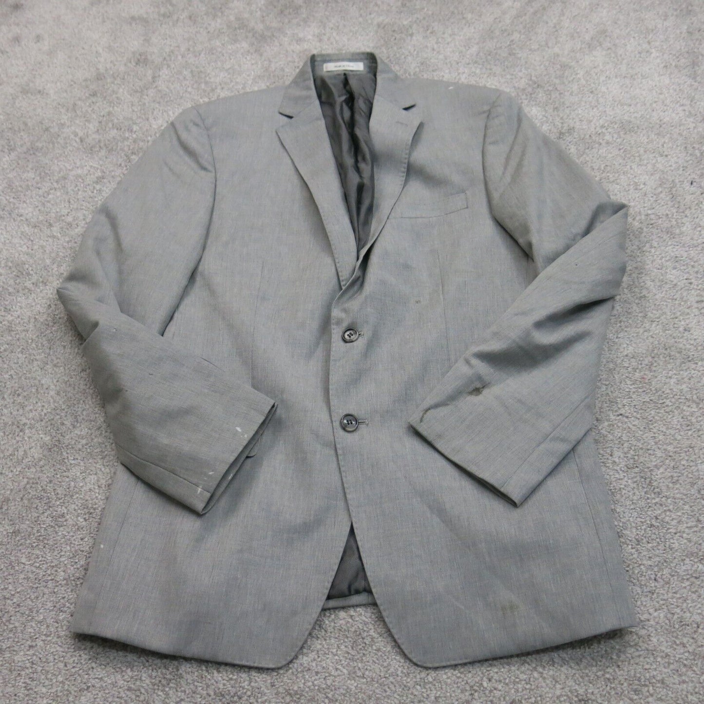 Calvin Klein Mens Blazer Coat Single Breasted Long Sleeves Pockets Gray Size 40R