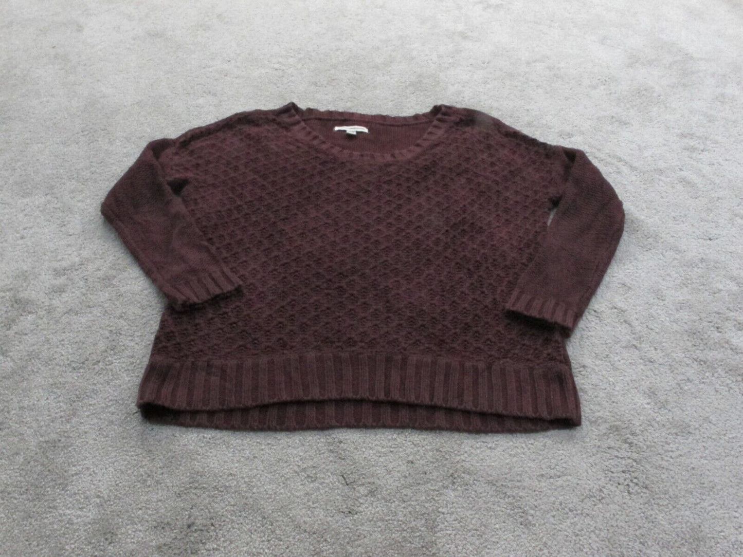 American Eagle Womens Pullover Sweater Long Sleeves Crew Neck Maroon SZ X Small