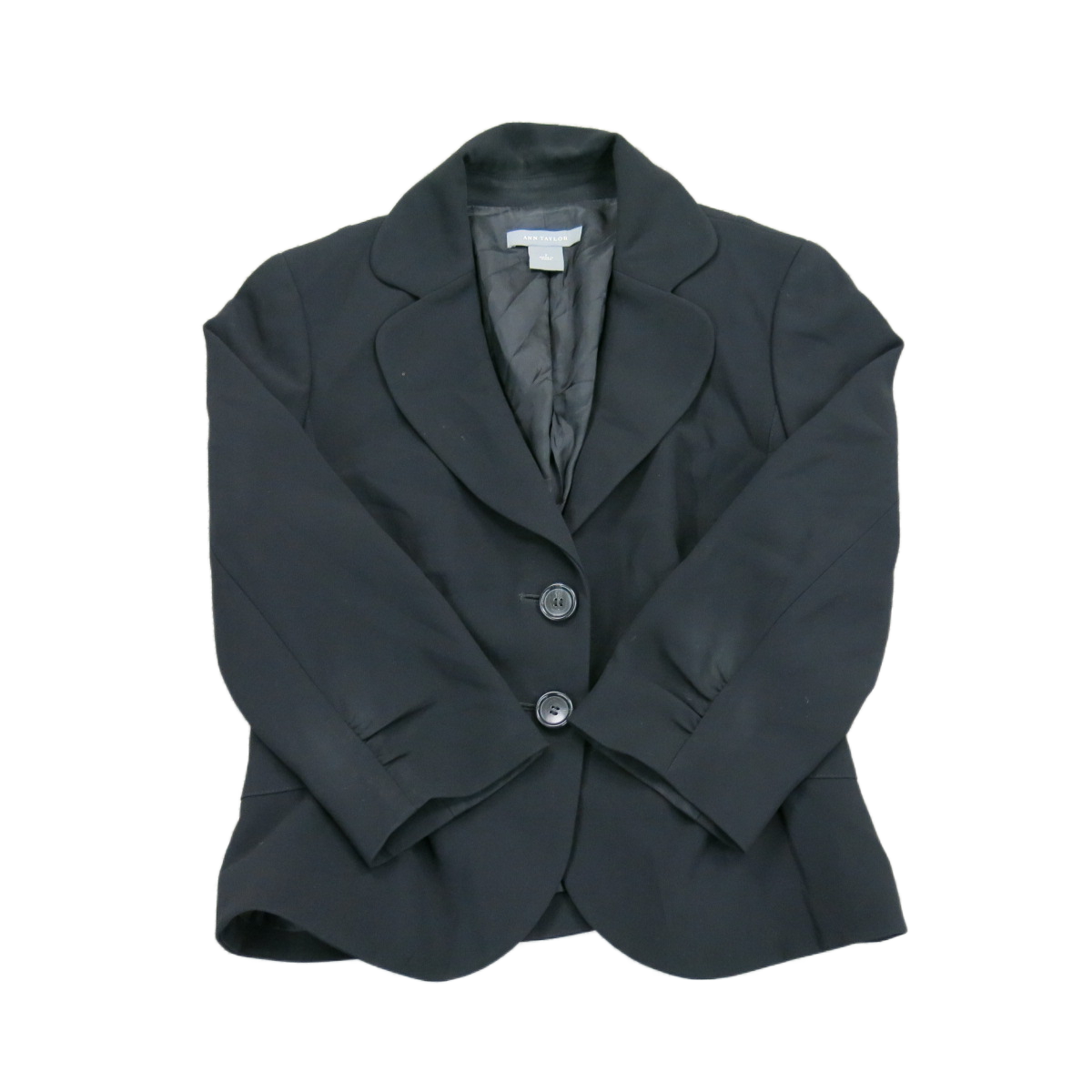 Ann Taylor Womens Blazer Coat Jacket Front 2 Button Long Sleeve Black Size 2