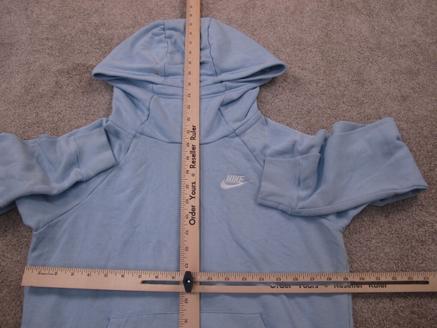 Nike Womens Hoodie Long Sleeves Kangaroo Pockets Logo Blue Size Small