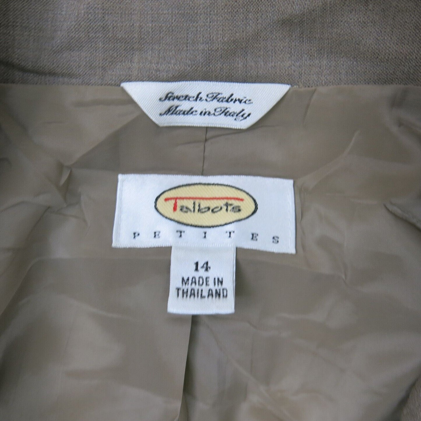 Talbots Womens Blazer Coat Single Breasted Long Sleeves Brown Gray Size 14