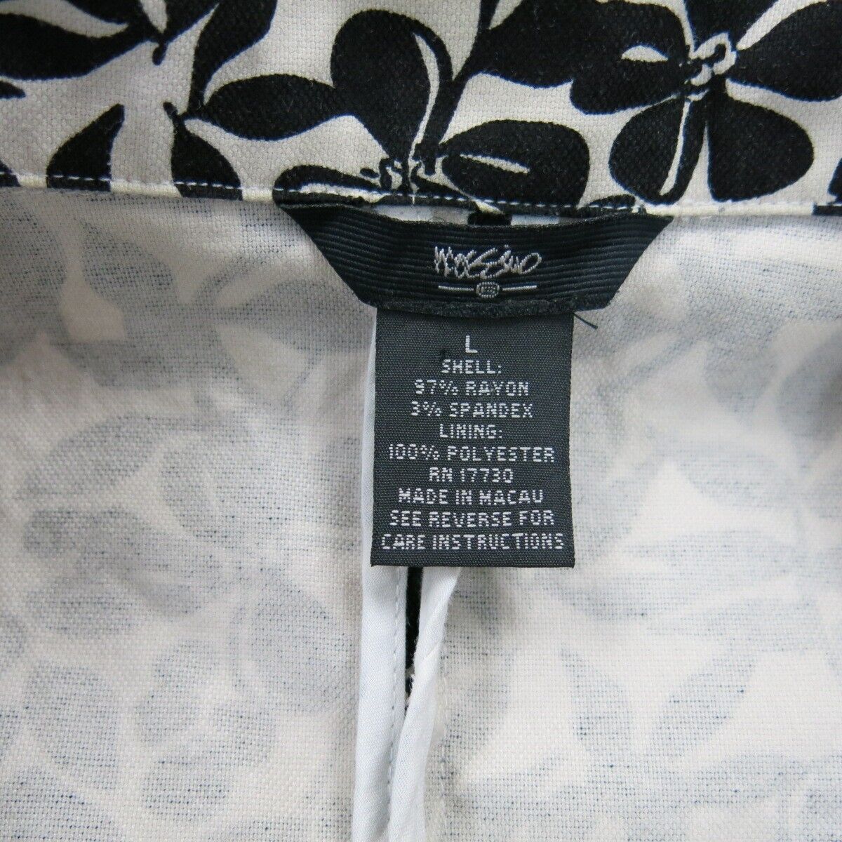 Mossimo Womens Floral Blazer Coat Single Breasted Long Sleeve Black White SZ L
