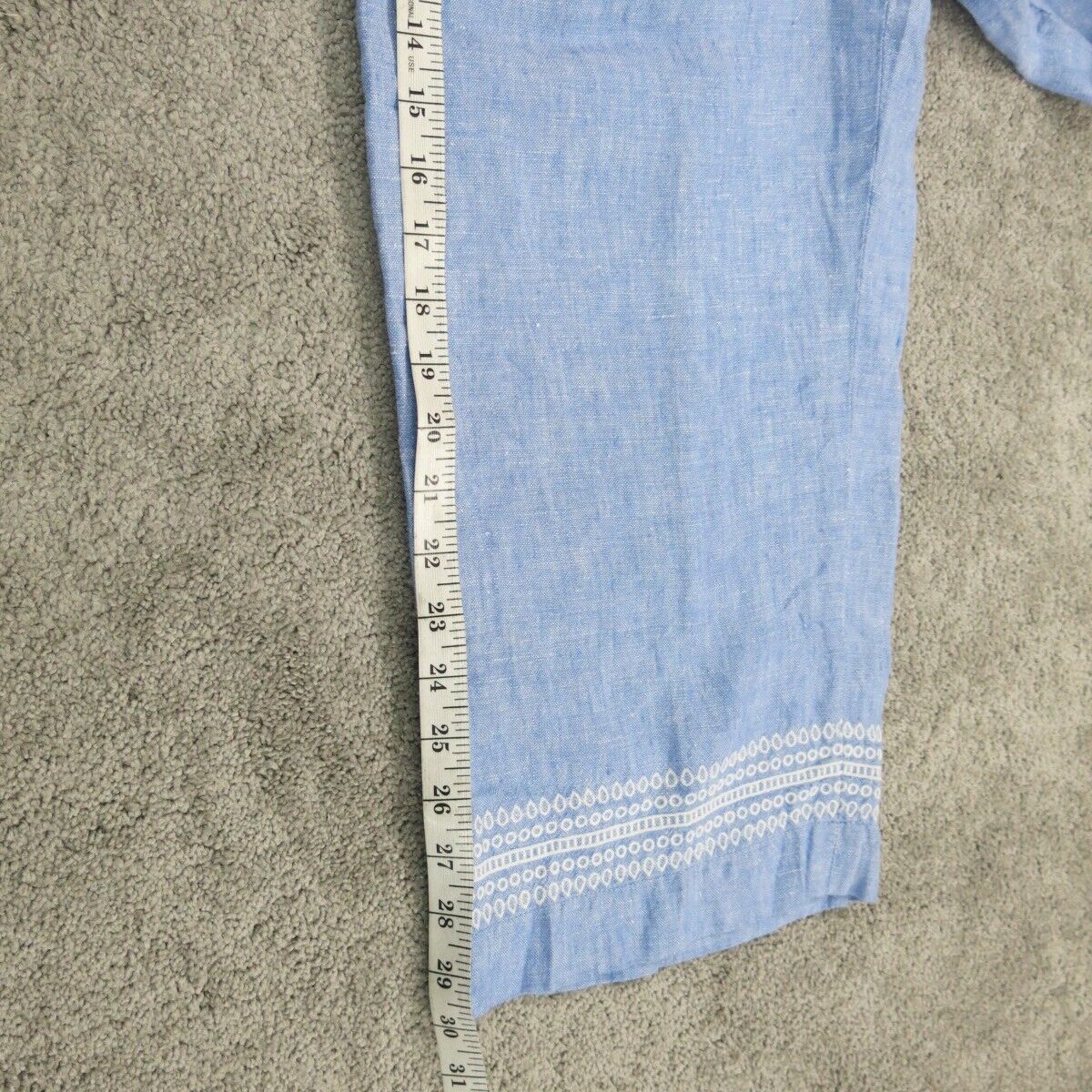 Talbots Womens Sweatpant High Rise Drawstring Waist Embroidered Hem Blue Size 6P