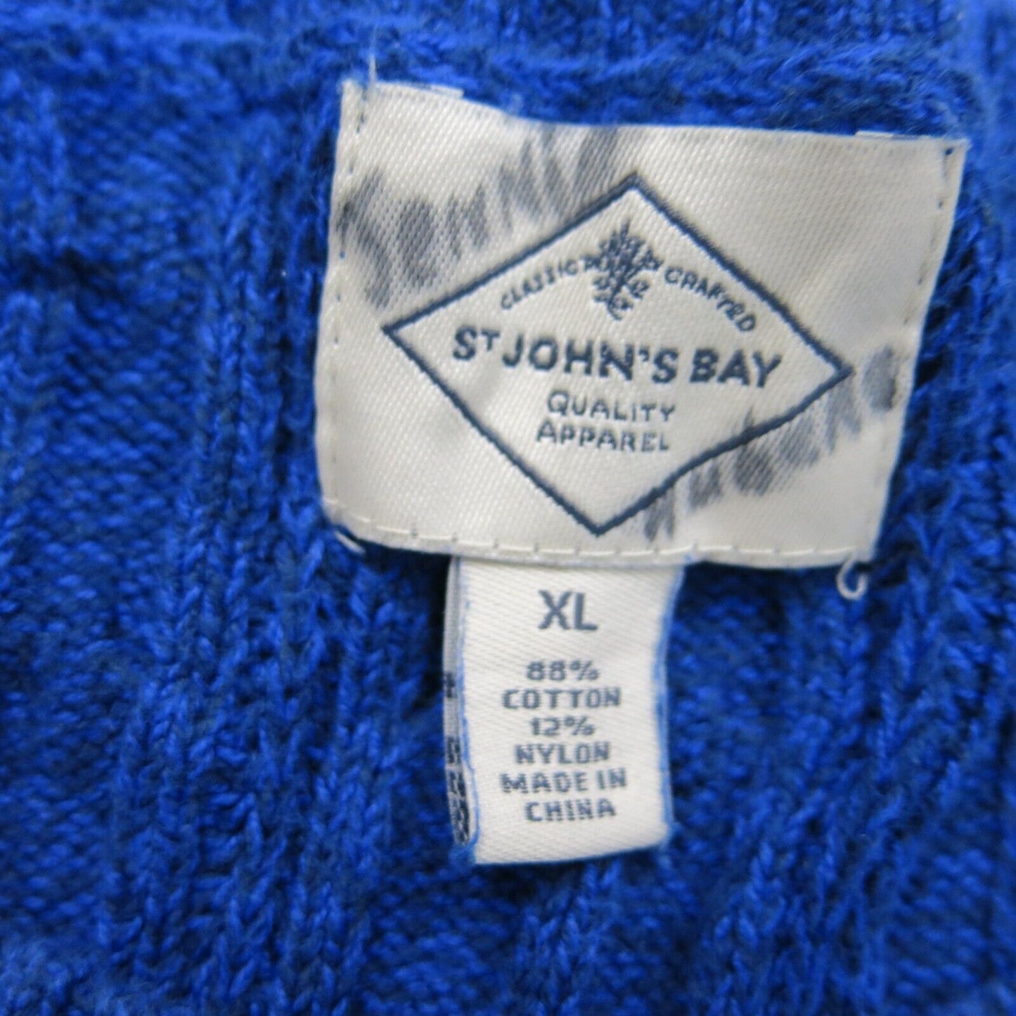 ST Johns Bay Womens Pullover Sweater Knitted Round Neck Cotton Blue Size X Large