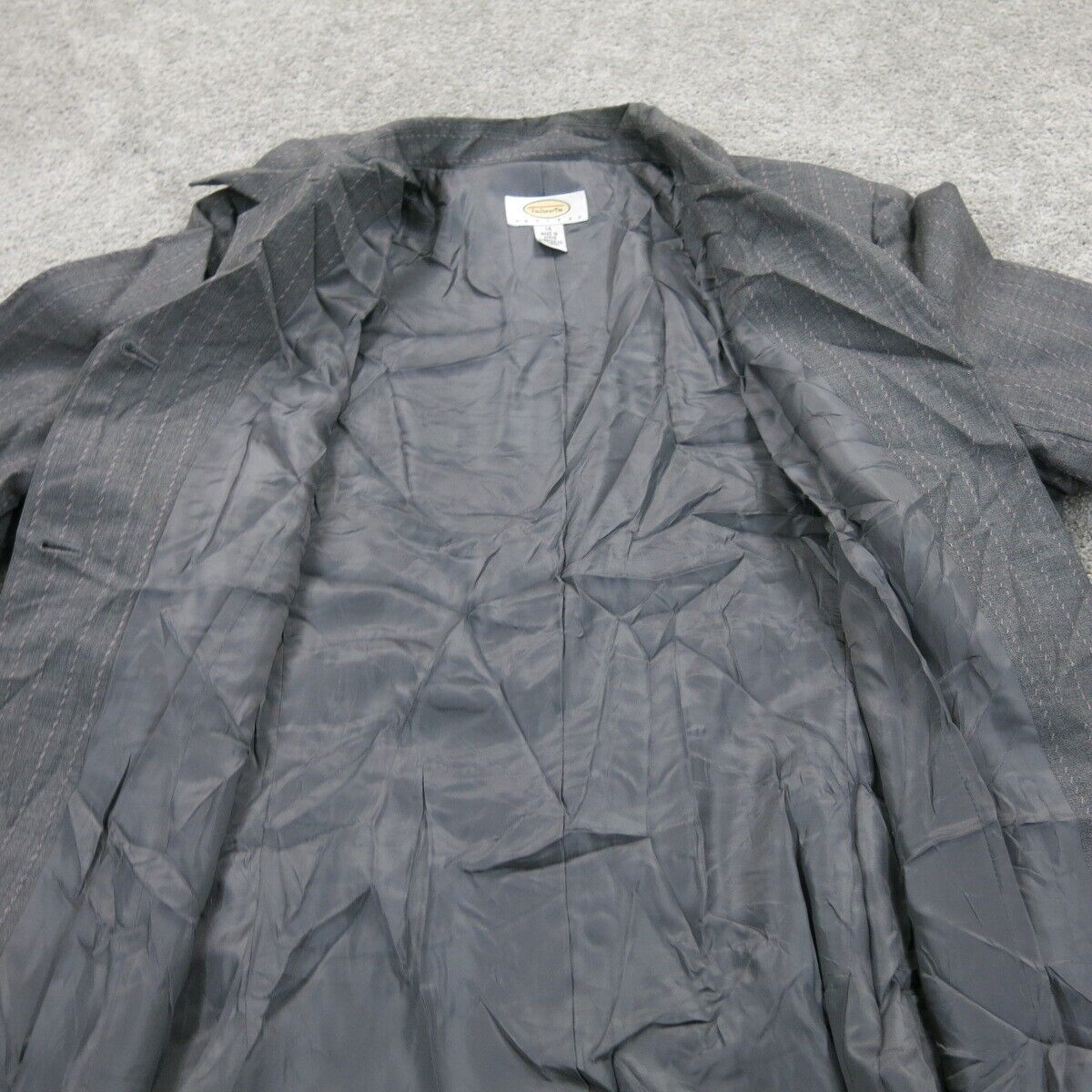 Talbots Womens Blazer Coat Single Breasted 3/4 Sleeves Pockets Gray Size 14