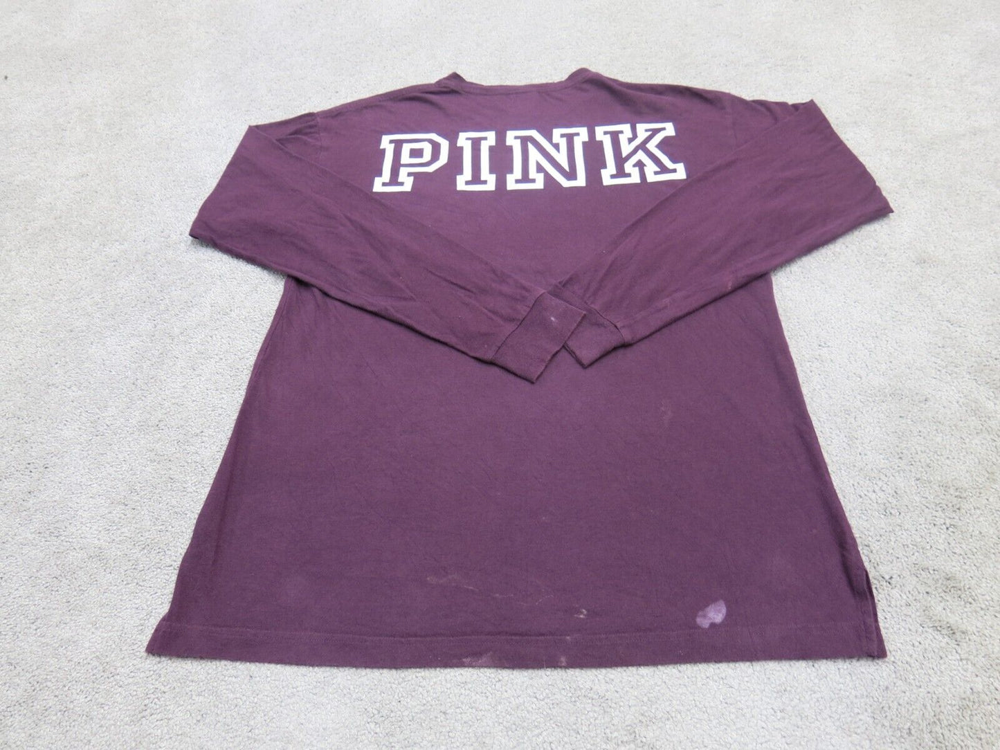Victoria Secret Women Knitted Top 100% Cotton Crew Neck Pocket Maroon SZ X Small