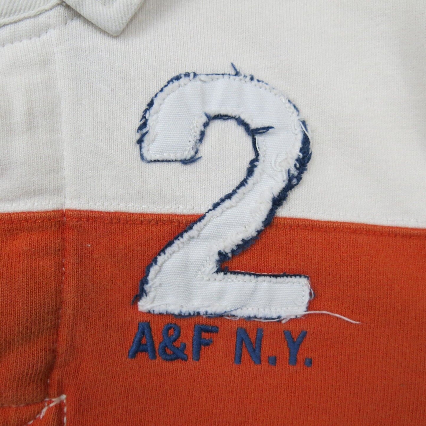 Abercrombie & Fitch Mens Polo Shirt Long Sleeve High Low Orange White Size Small