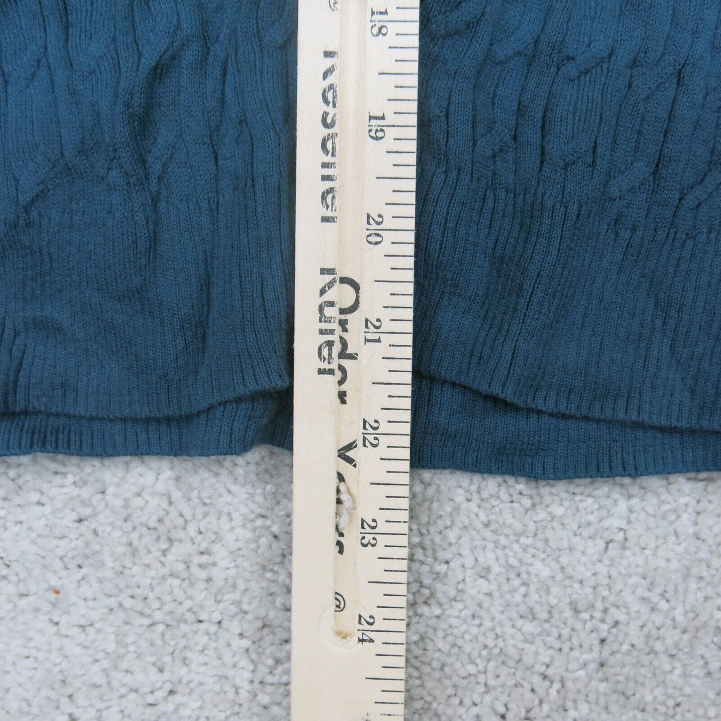 Talbots Womens Pullover Sweater Round Neck Cotton Long Sleeves Green Size Medium