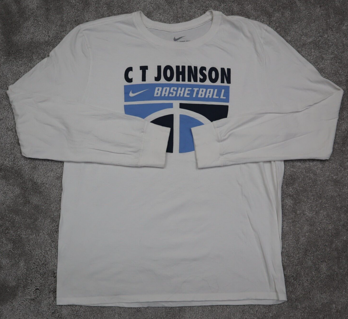 Nike Sports T-Shirt Youth Boys Large Cream Graphic CT JOHNSON Basketball T-Shirt