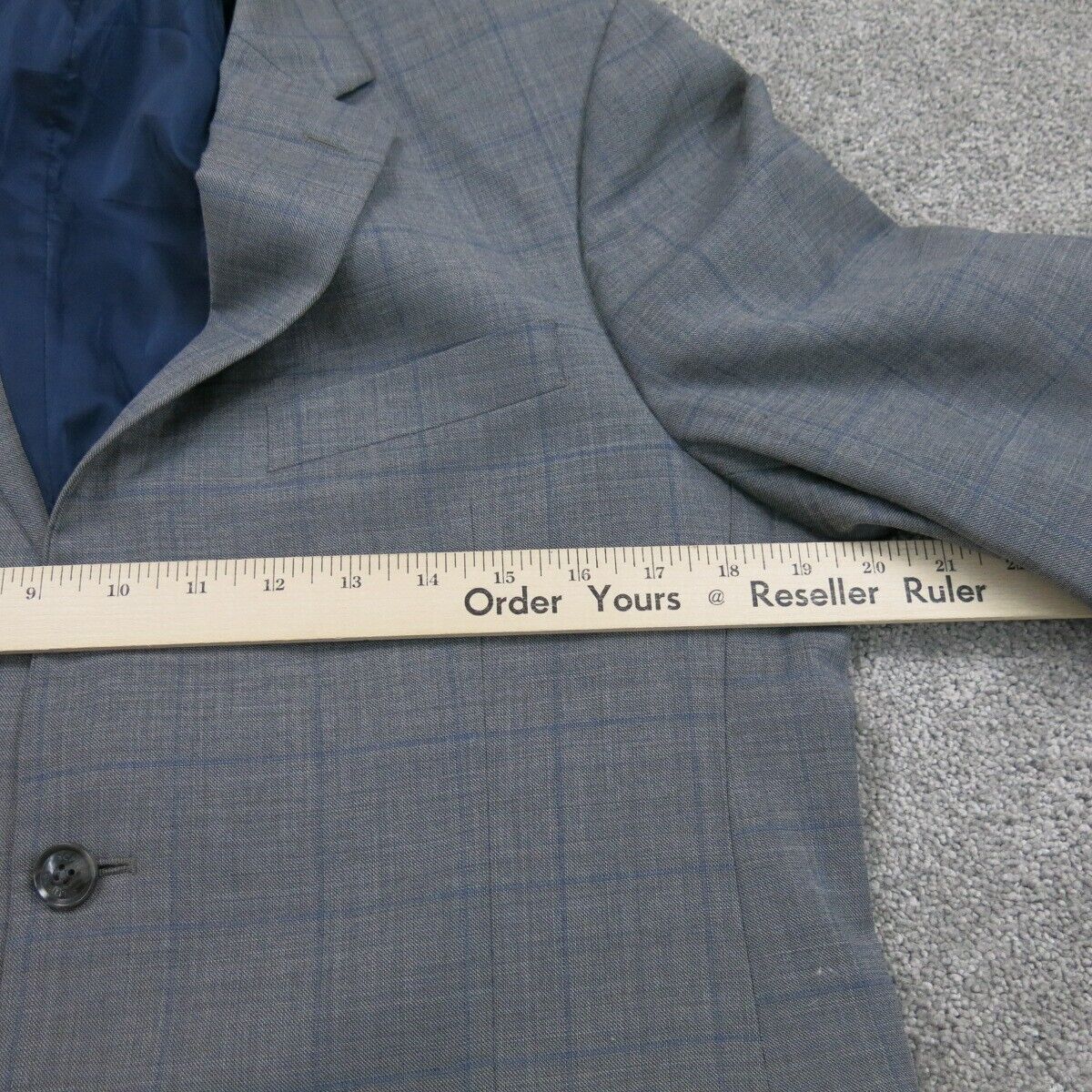 Vintage Mens Blazer Coat Single Breasted Long Sleeves Pockets Gray Size 40S