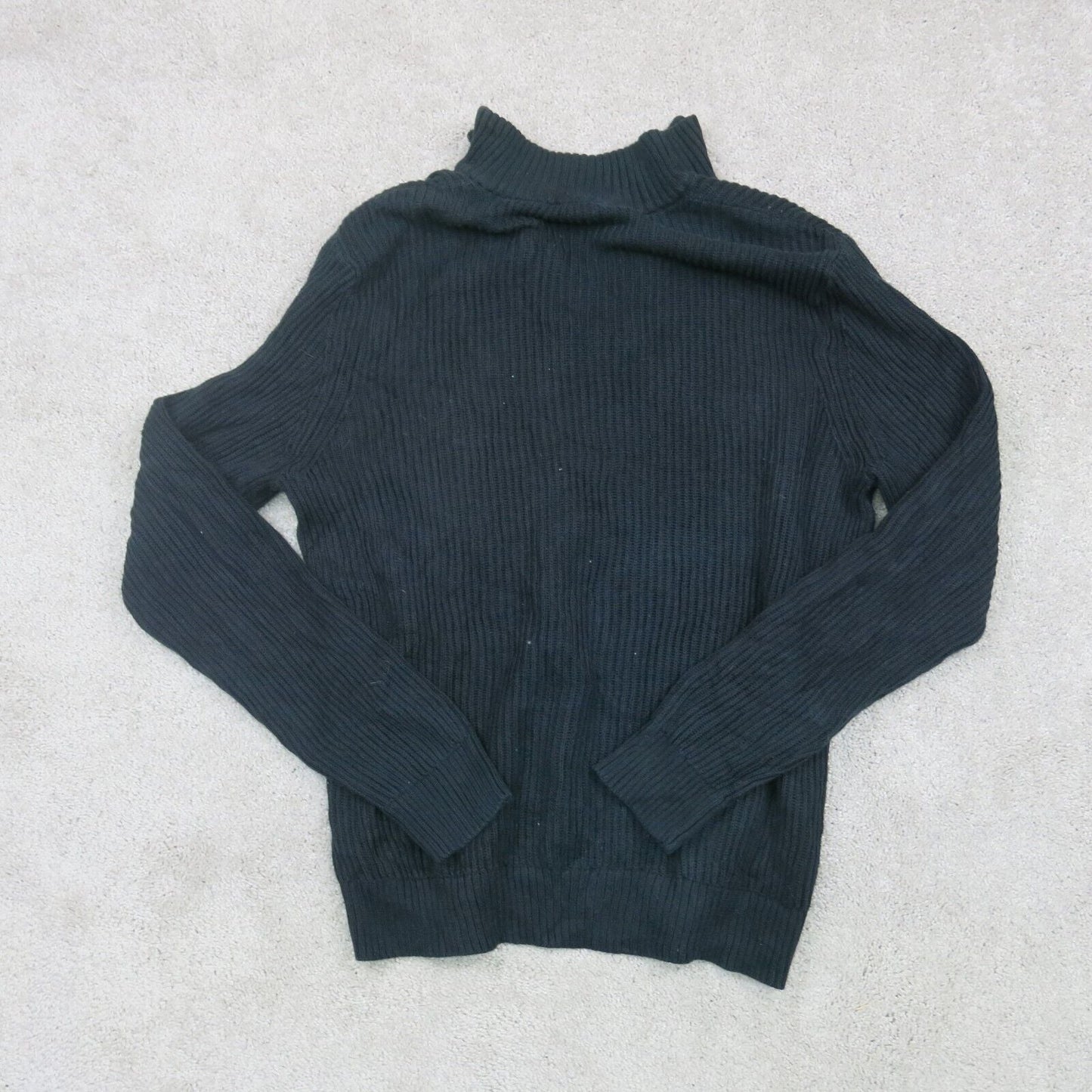 Express Mens Pullover Sweater Long Front Button Pockets Long Sleeves Black SZ L