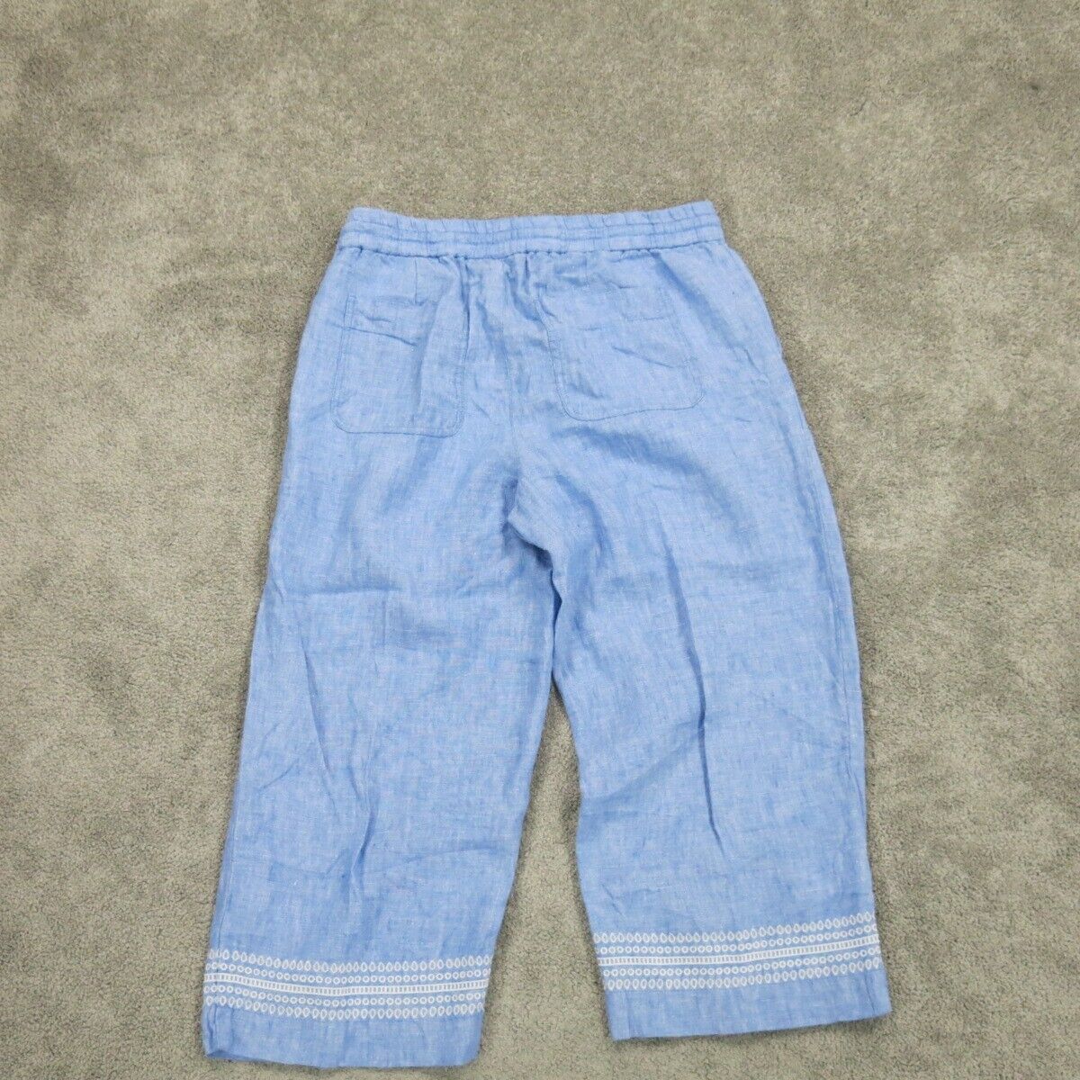 Talbots Womens Sweatpant High Rise Drawstring Waist Embroidered Hem Blue Size 6P