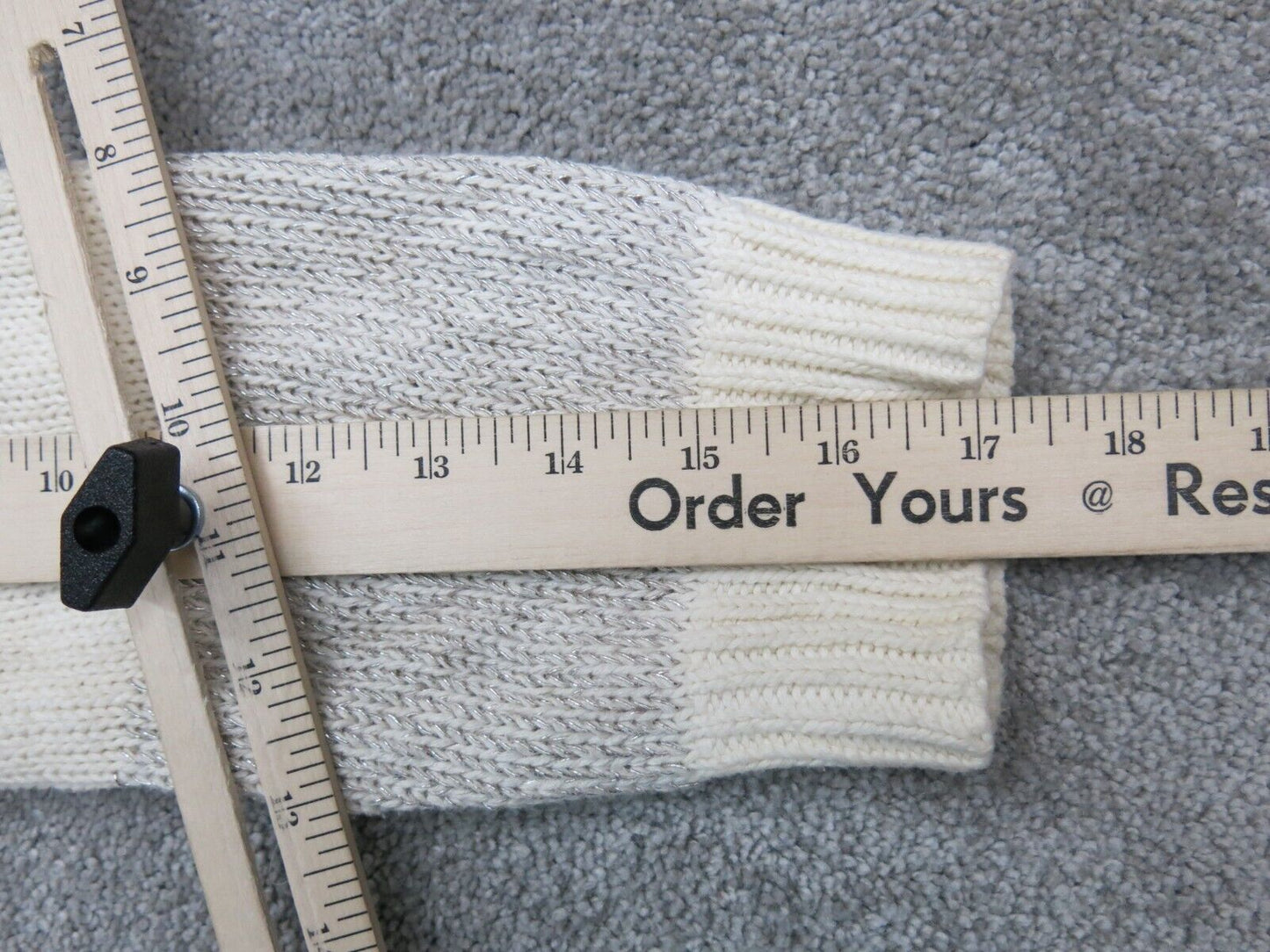 Banana Republic Womens Pullover Sweater Round Neck Long Sleeve Ivory Gray SZ XL