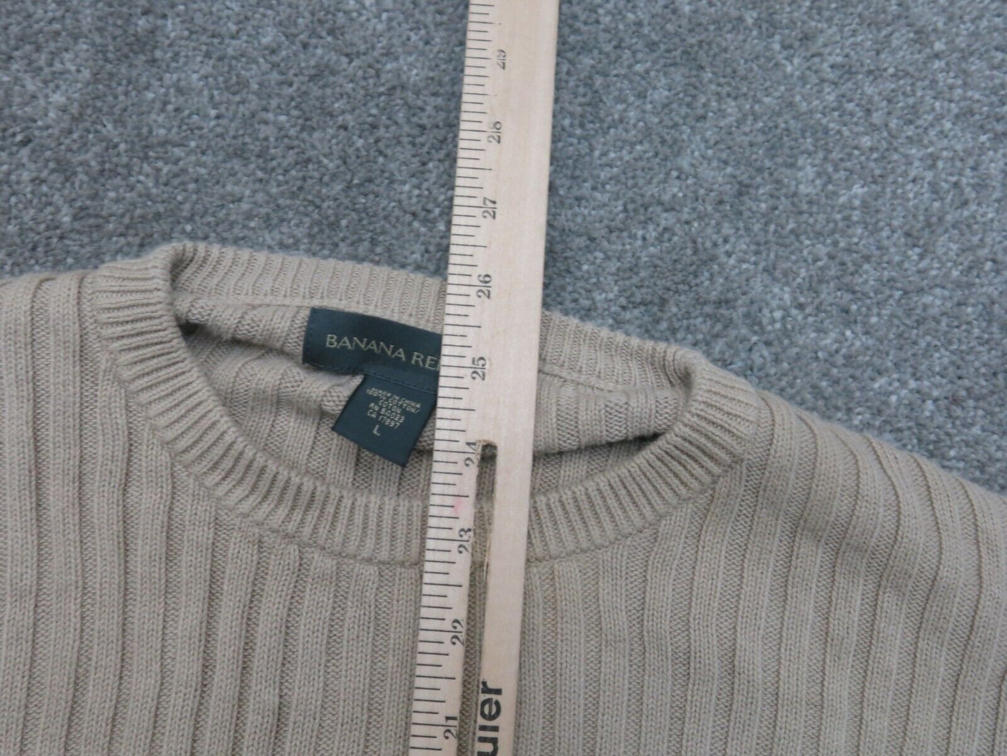 Banana Republic Womens Sweater Knitted Crew Neck Long Sleeve Light Brown Size L