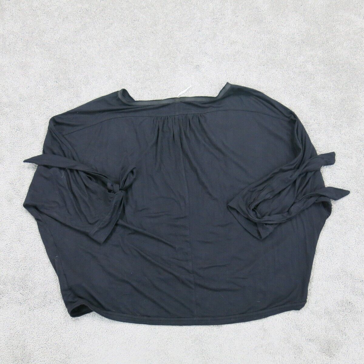 Zara Womens Blouse Top Round Neck Tie Half Sleeve Black Size Small