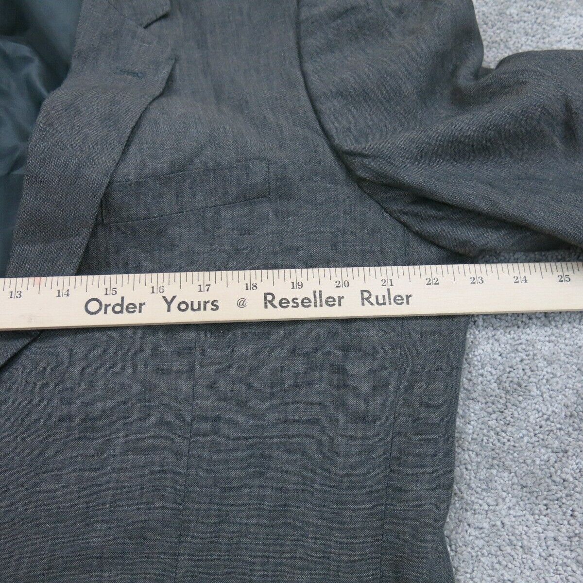 H&M Mens Blazer Coat Single Breasted Long Sleeves Pockets Black Size 44 Regular