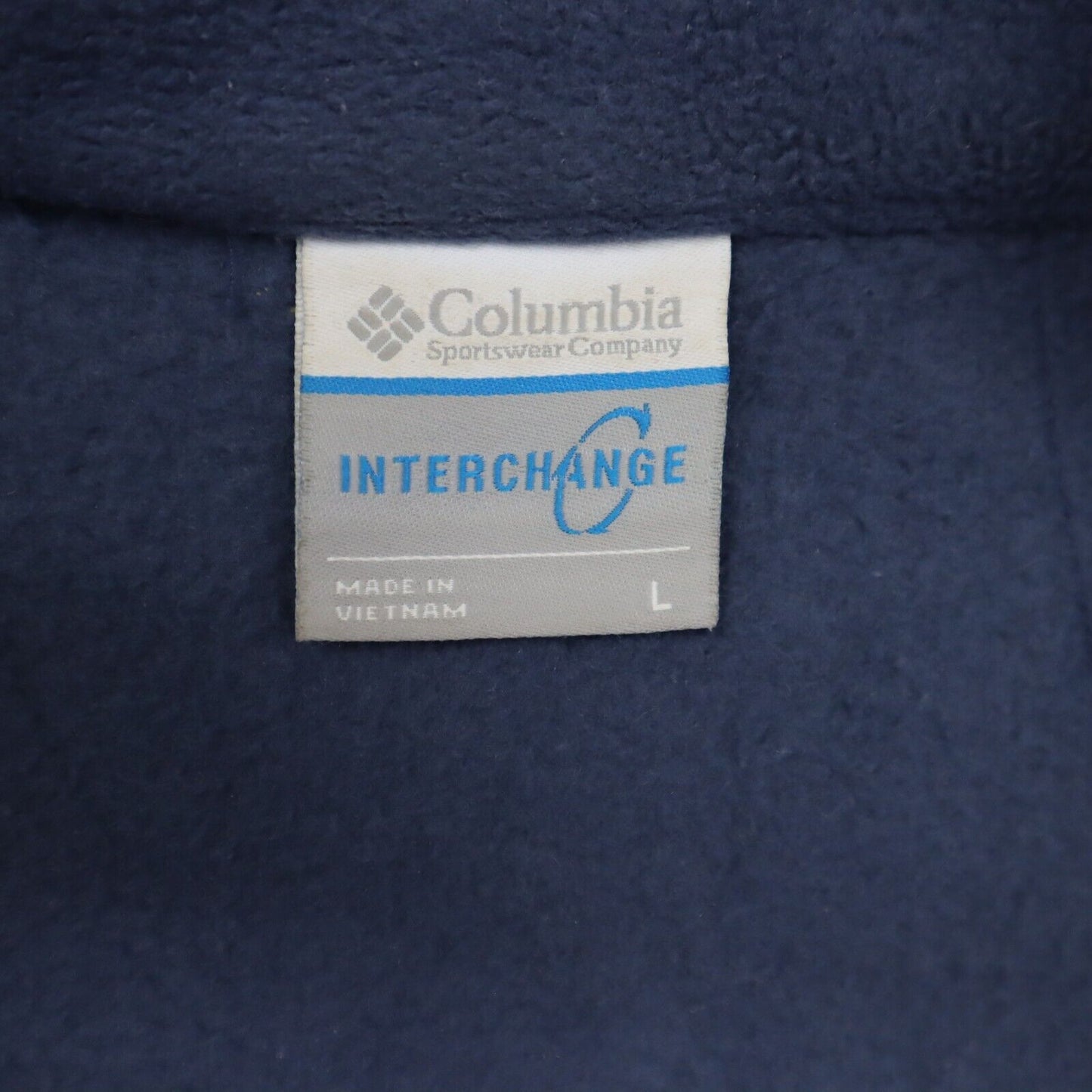 Columbia Mens Fleece Jacket Full Zip Up Long Sleeve Mock Neck Logo Blue Size L