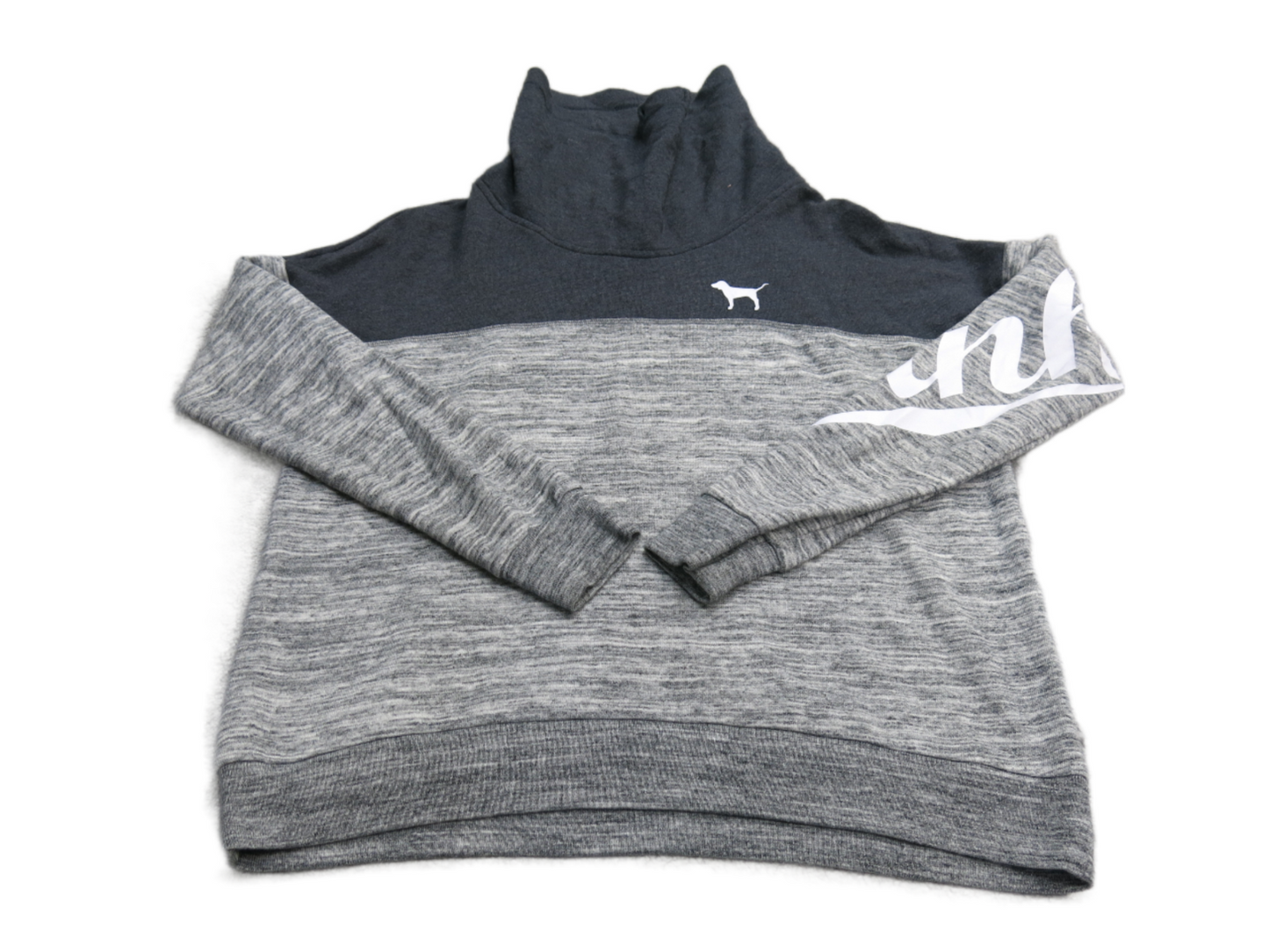 PINK Victoria Secret Women Pullover Sweater Long Sleeve High Neck Heather Gray S