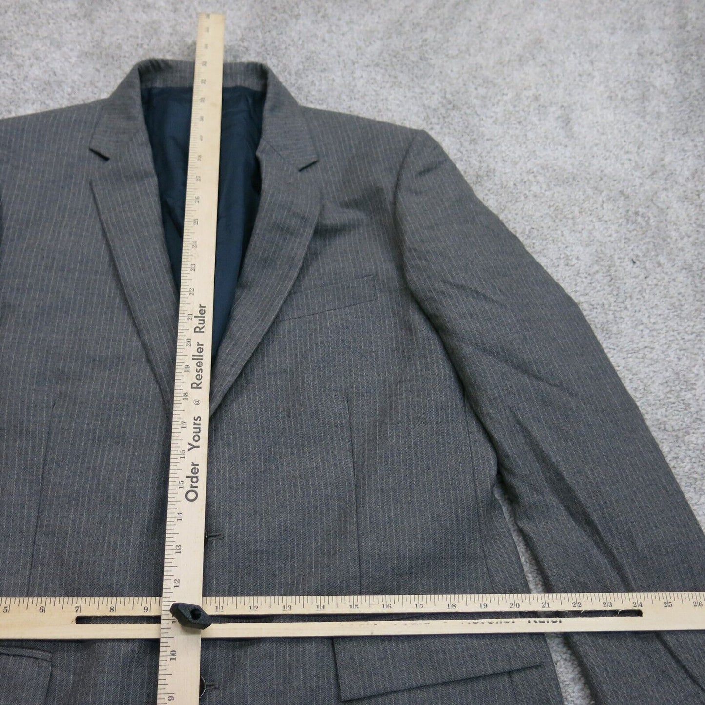 J Crew Mens Striped Blazer Coat Single Breasted Long Sleeves Black Size 42R