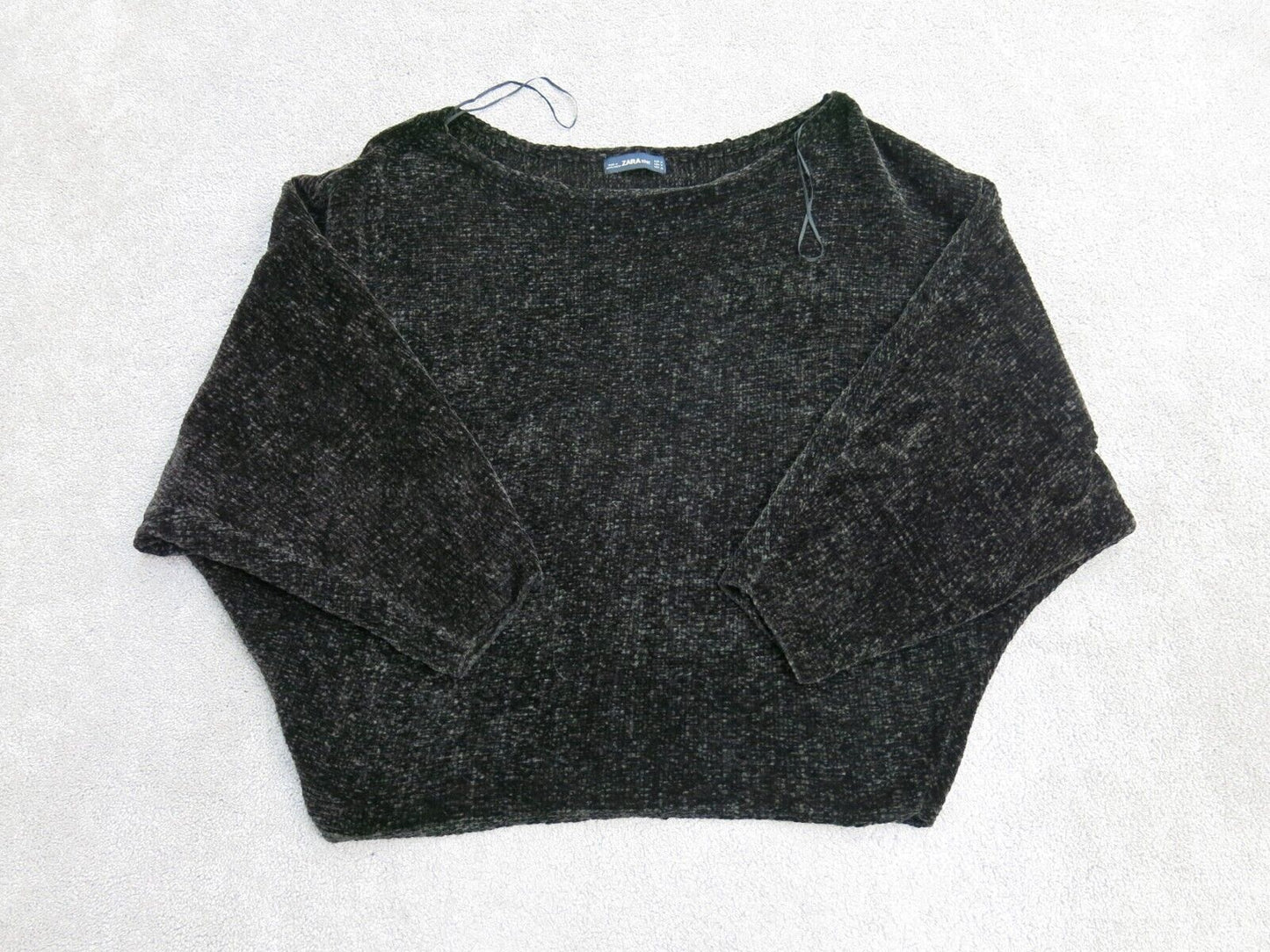 Zara Womens Pullover Knitted Sweater Crew Neck Long Sleeve Black Size Medium