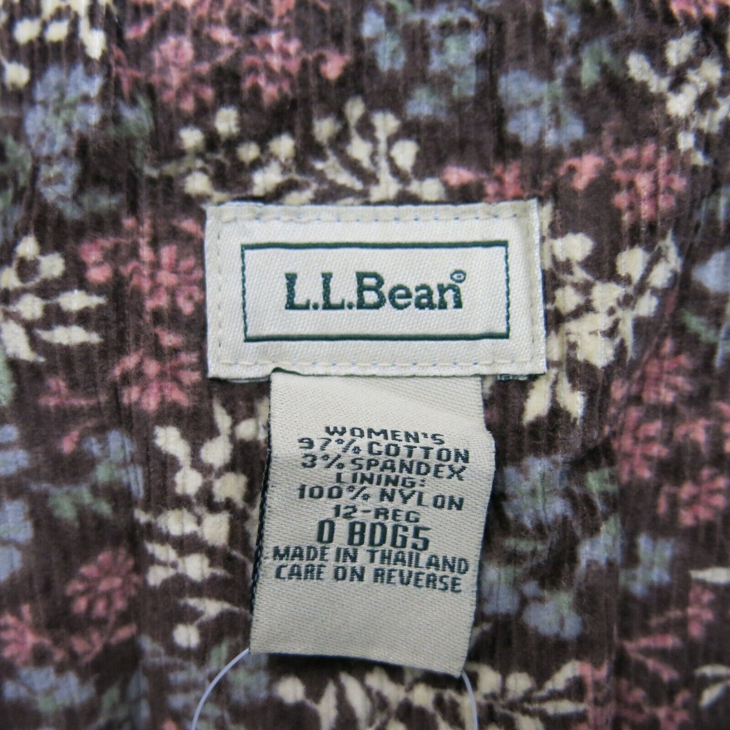 L.L.Bean Womens Floral Blazer Coat Single Breasted 100% Cotton Brown Size 12