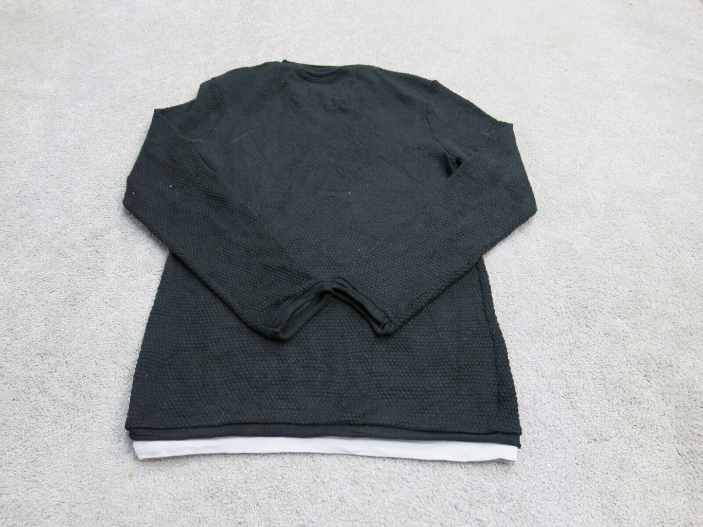 Zara Man Womens Pullover Sweater Knitted Crew Neck Long Sleeve Black Size Small
