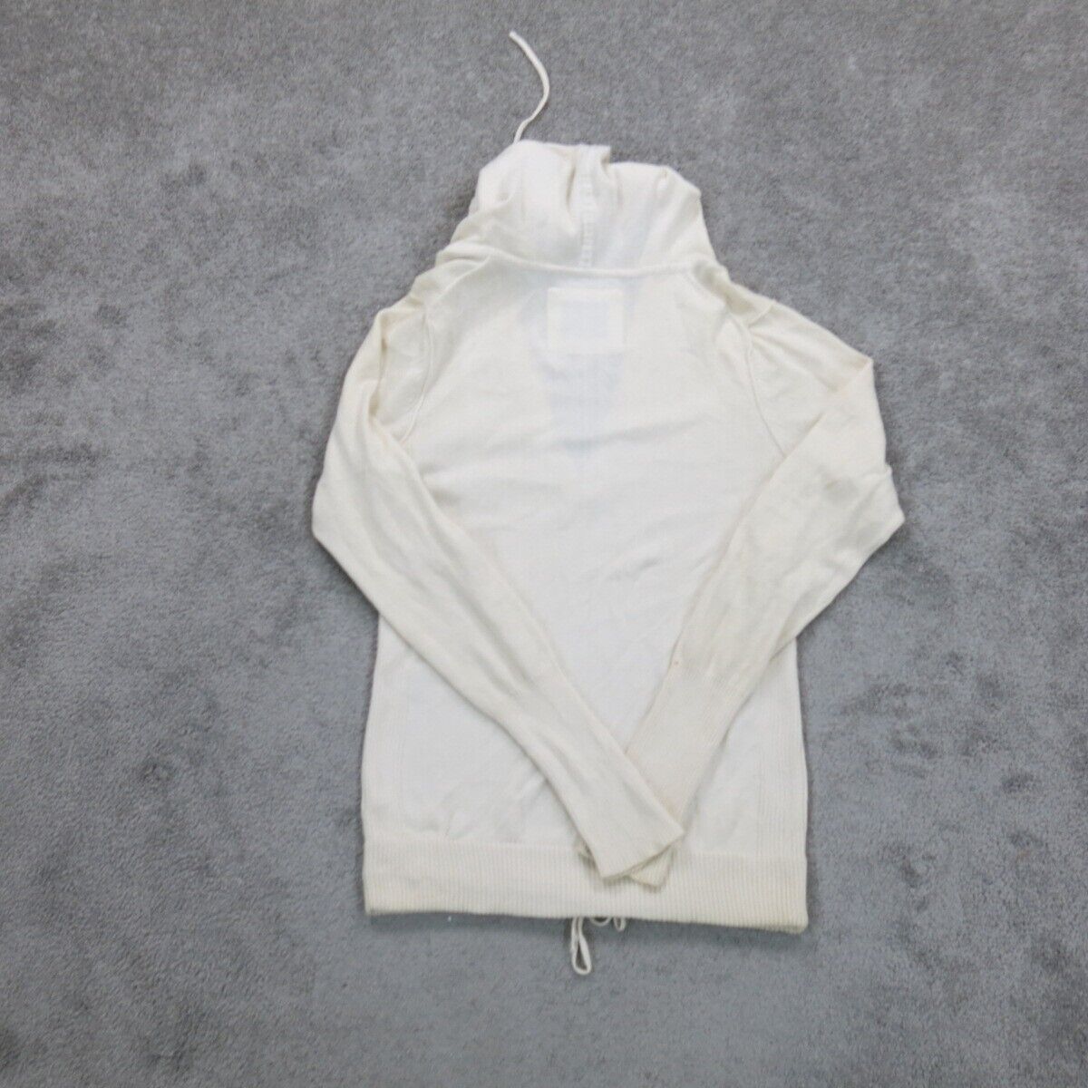 American Eagle Womens Hoodie Sweater Knitted Long Sleeves V Neck Ivory Size L/G