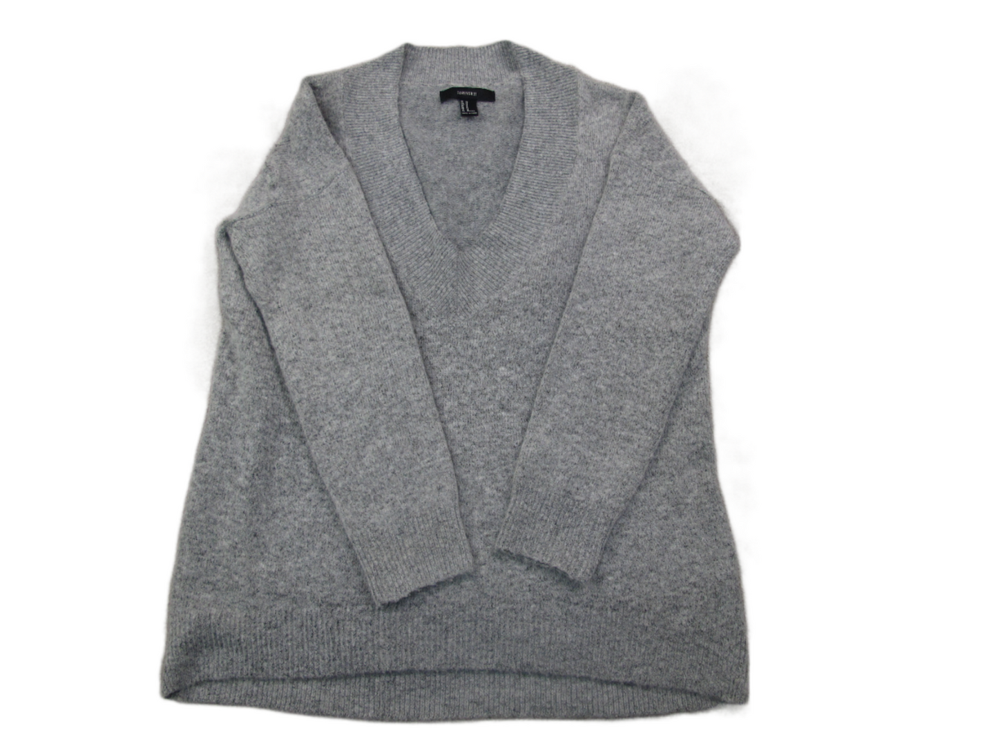 Forever 21 Womens Pullover Knitted Sweater Long Sleeves Heather Gray Size Medium
