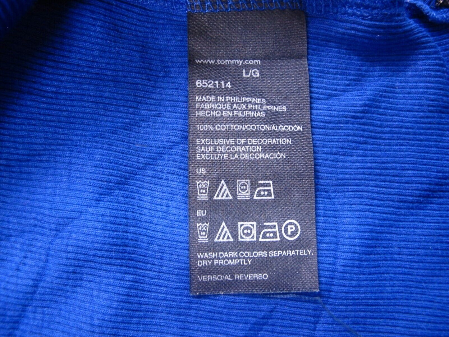 Tommy Hilfiger Womens Polo Shirt Top 100% Cotton Long Sleeves Blue Size Large