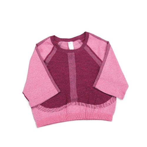 NWT Fabletics Womens Pullover Crop Sweater Crew Neck Half Sleeve Dark Pink XL