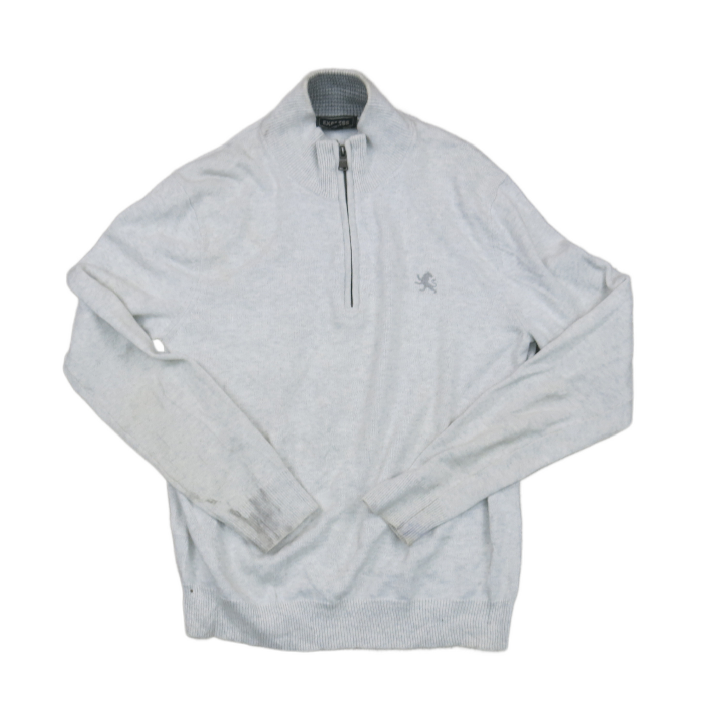 Express Mens Pullover Sweater Mock Neck 1/4 Zip Up Long Sleeves Gray Size Medium