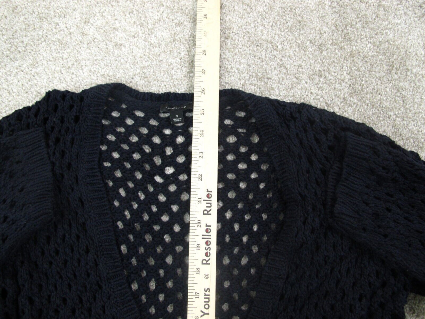Ann Taylor Womens Pullover Knitted Sweater Eyelet Long Sleeves Blue Size Small