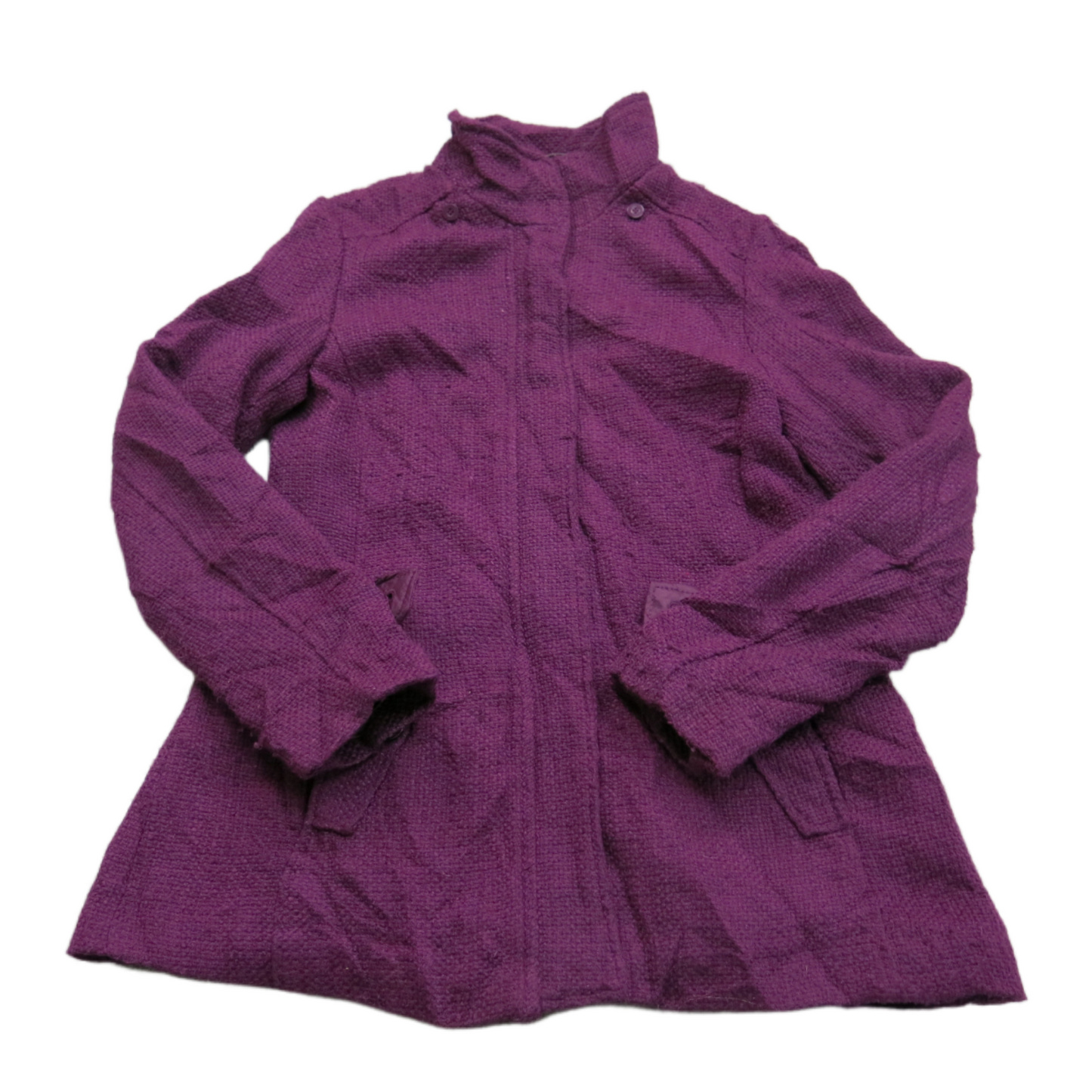 Nicole Miller Womens Coat Casual Long Sleeves Mock Neck Purple Size Medium