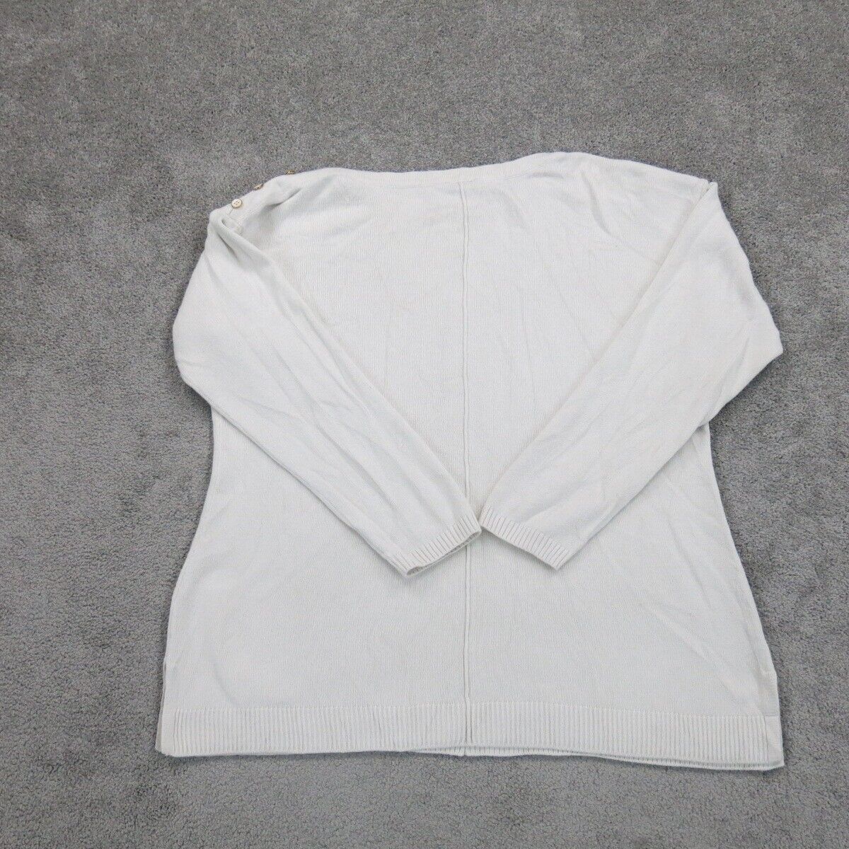 Talbots Womens Pullover Sweater Knitted Boat Neck Long Sleeves White Size XLP