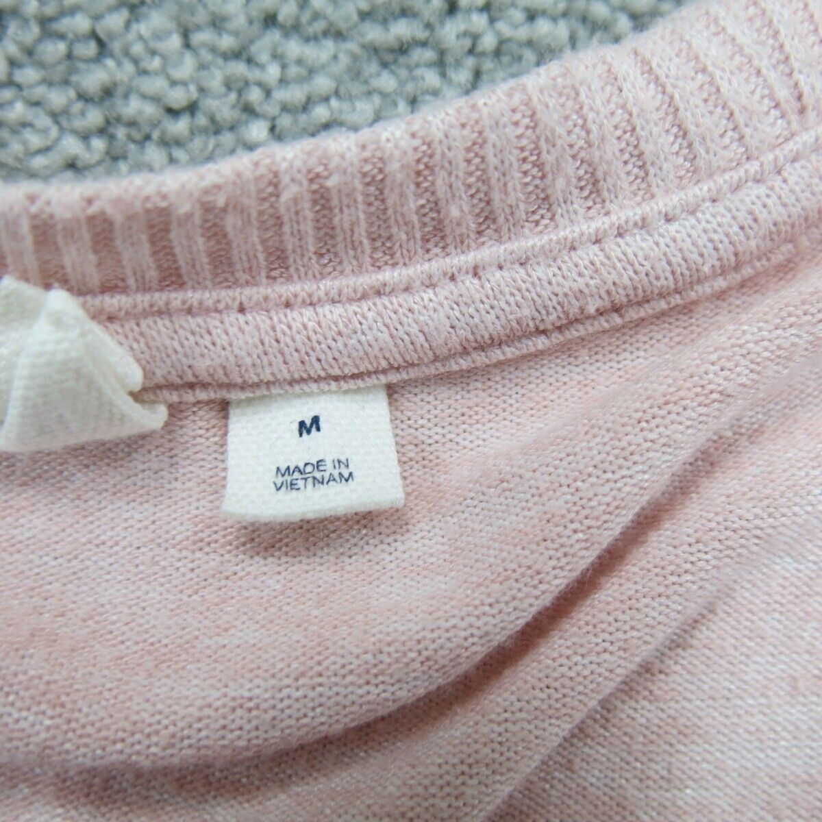Women Pullover Sweater Knitted Long Sleeve Crew Neck Pink Size Medium