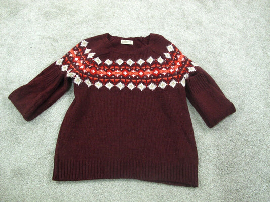 Hollister Women Floral Pullover Sweater Long Sleeves Crew Neck Brown SZ Medium