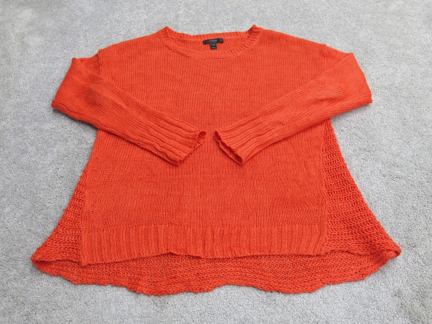 J.Crew Womens Pullover Knitted Sweater Round Neck Long Sleeve Orange Size XS