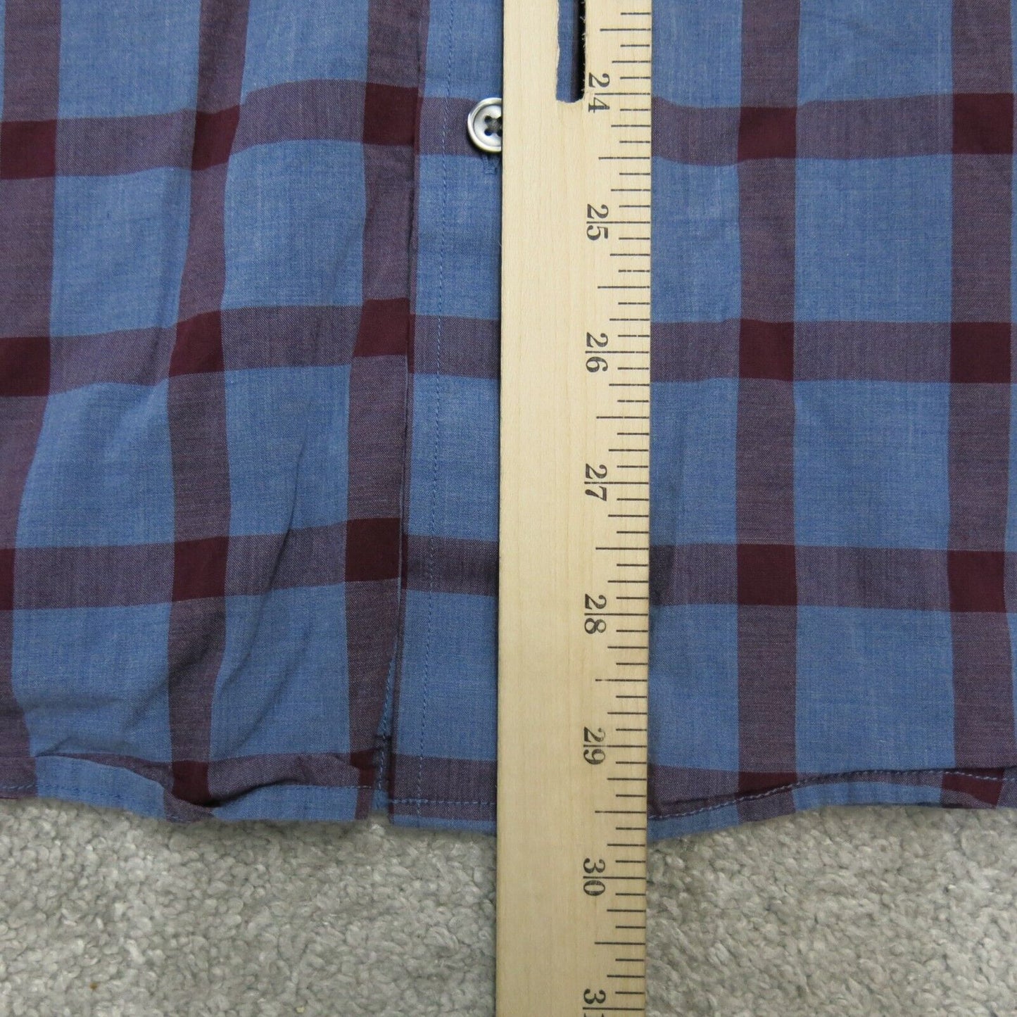 Banana Republic Mens Shirt Plaid Button Up Standard Fit Red Blue Size Large