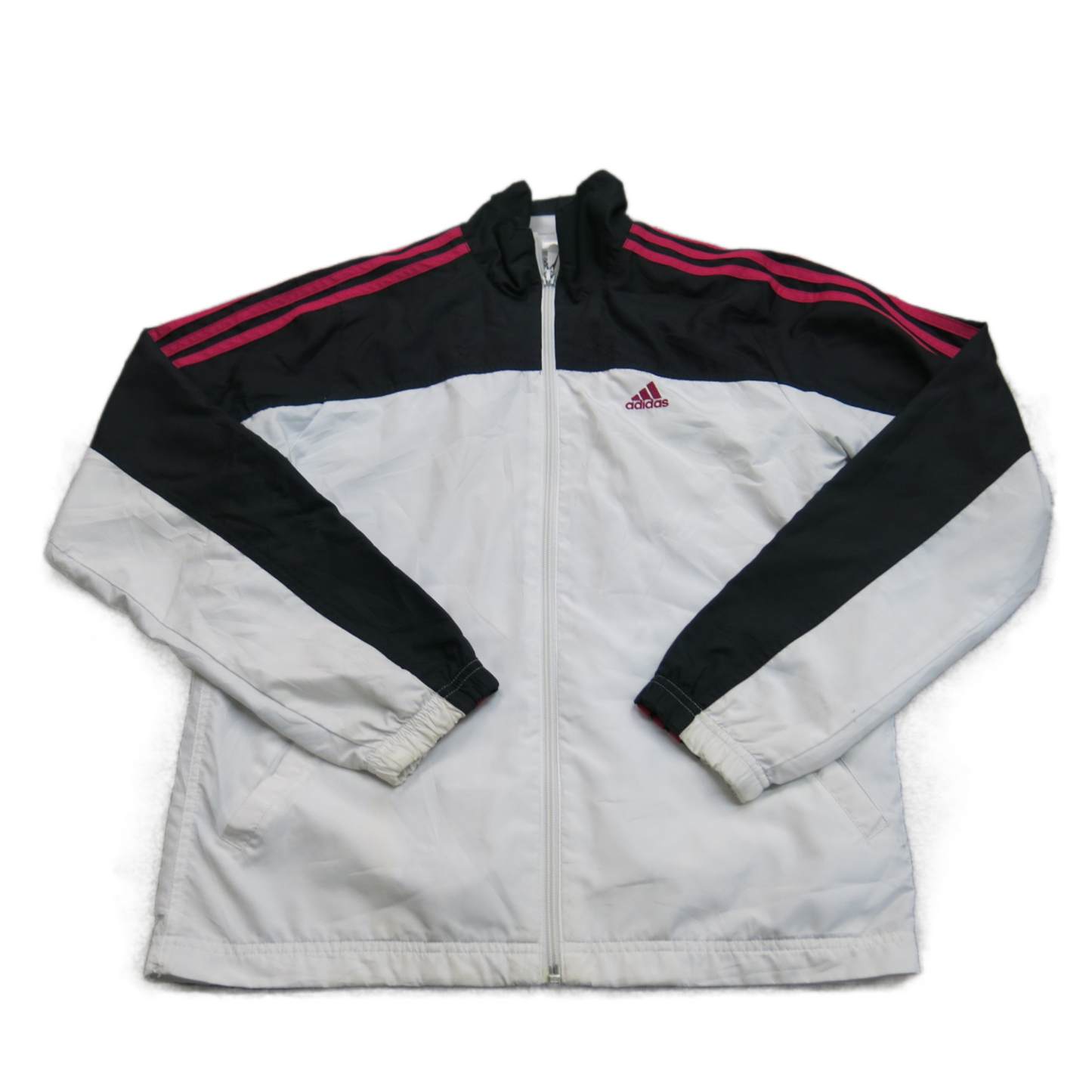 Adidas Womens Track Jacket Full Zip Up Long Sleeves Mock Neck White Size Small