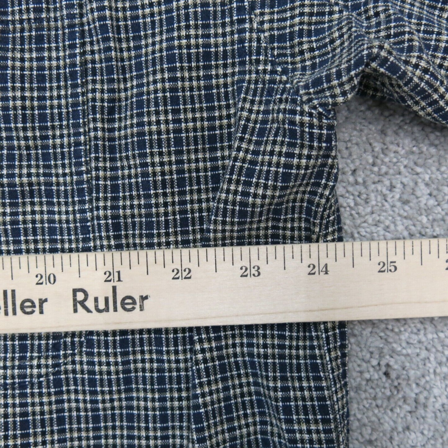 Columbia Men Shirt Button Down Check 100%Cotton Long Sleeves Blue Beige Size 2XL