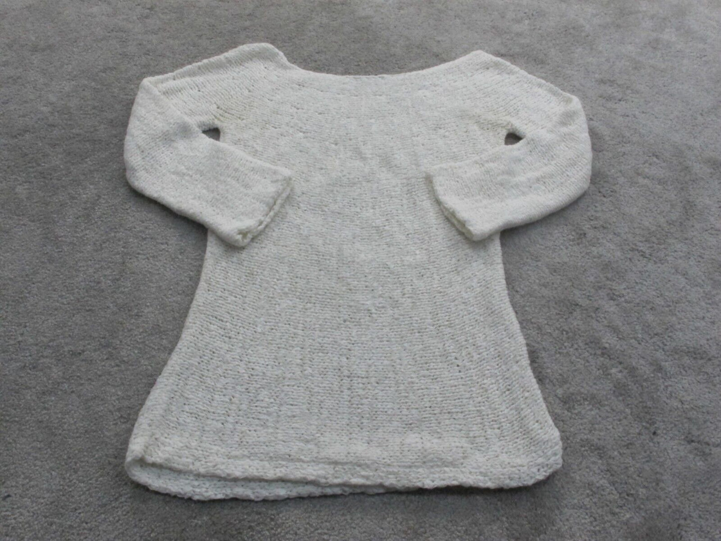 Ann Taylor Women Pullover Sweater Knitted 3/4 Sleeve White Size Petite Medium