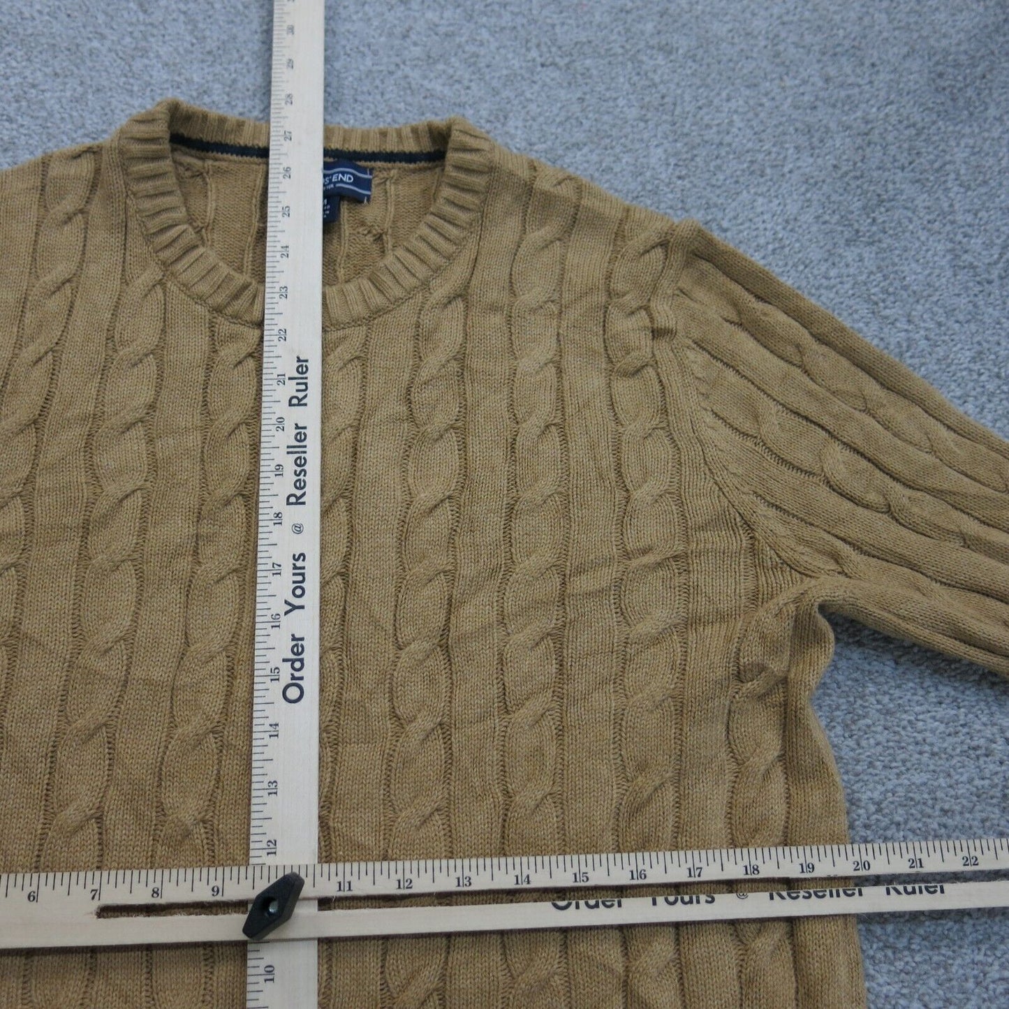Lands End Womens Pullover Sweater Drifter Crew Neck Long Sleeves Tan Size Medium