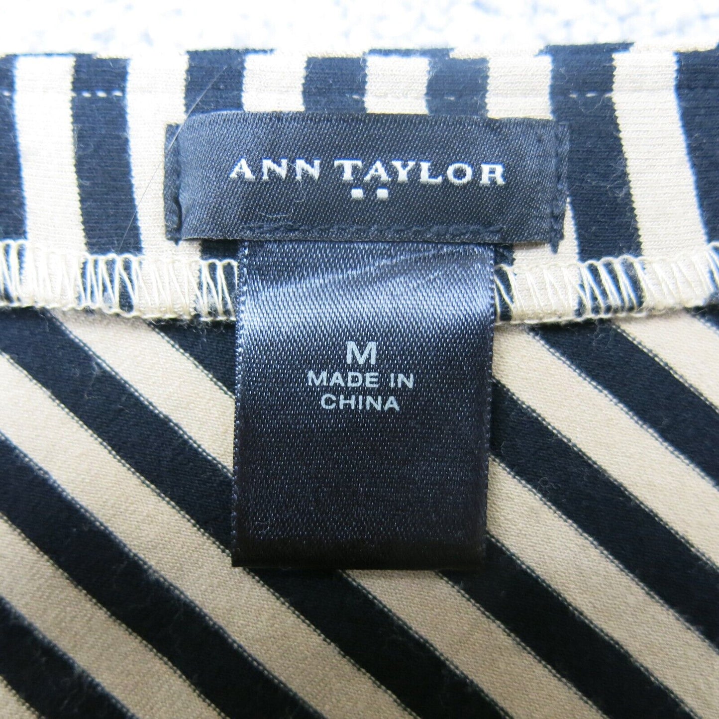 Ann Taylor Womens A Line Midi Skirts Stiped Flat Font Black Beige Size Medium
