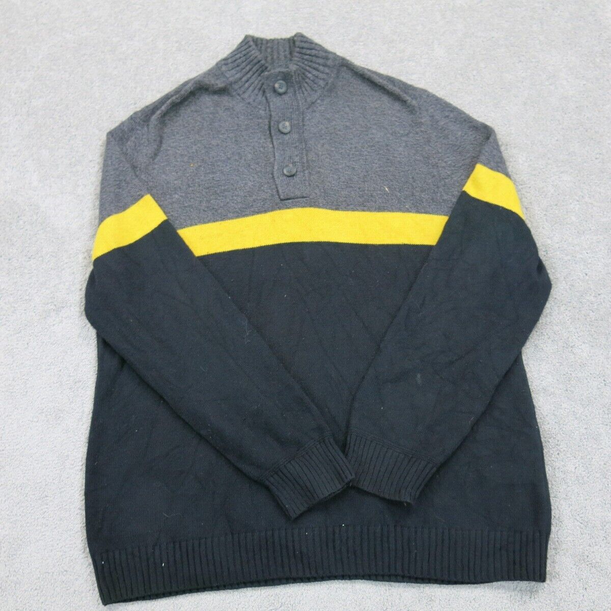 American Eagle Mens Pullover Sweater Mock Neck Long Sleeve Gray Black Size XXL