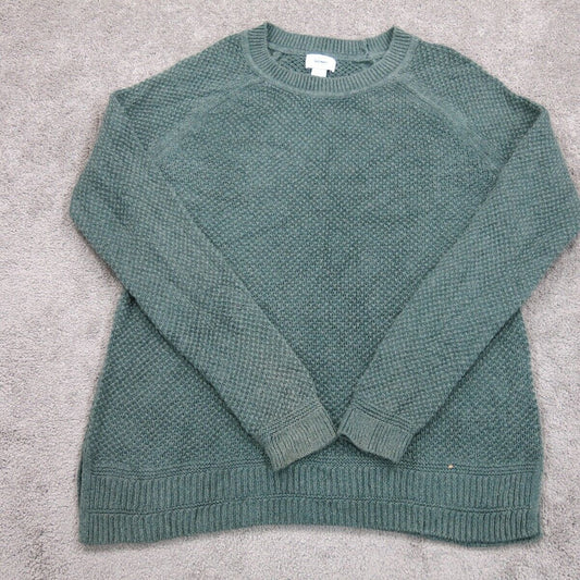 Old Navy Womens Pullover Sweater Knitted Crew Neck Long Sleeves Slate Green SZ L