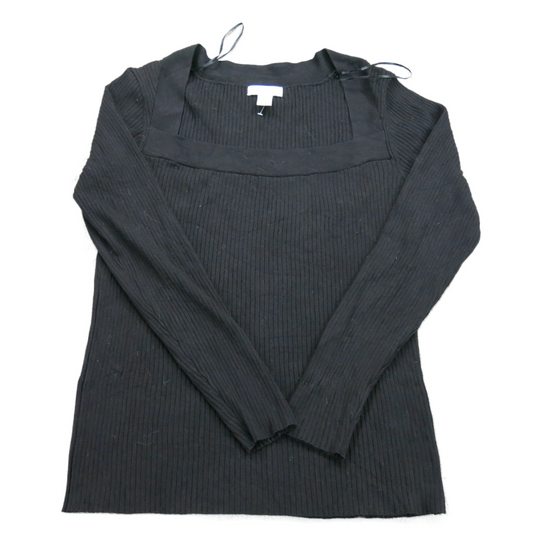 H&M Womens Pullover Knitted Sweater Square Neck Long Sleeves Black Size X Large