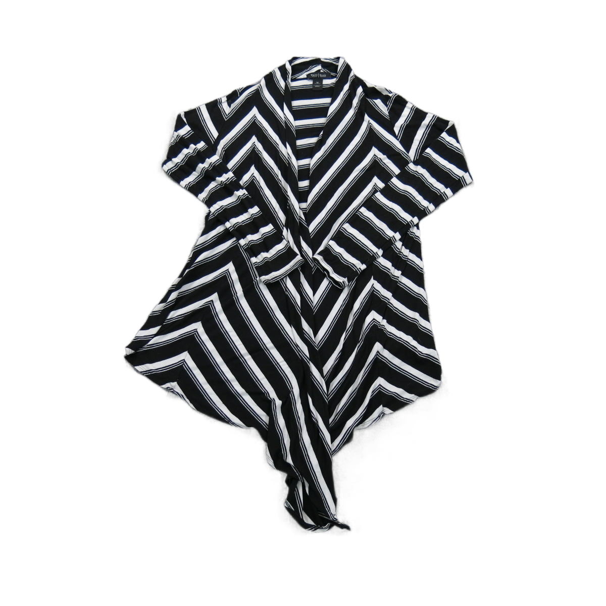 White House Black Market Women Sweater Striped Cardigan Open Front Black White M