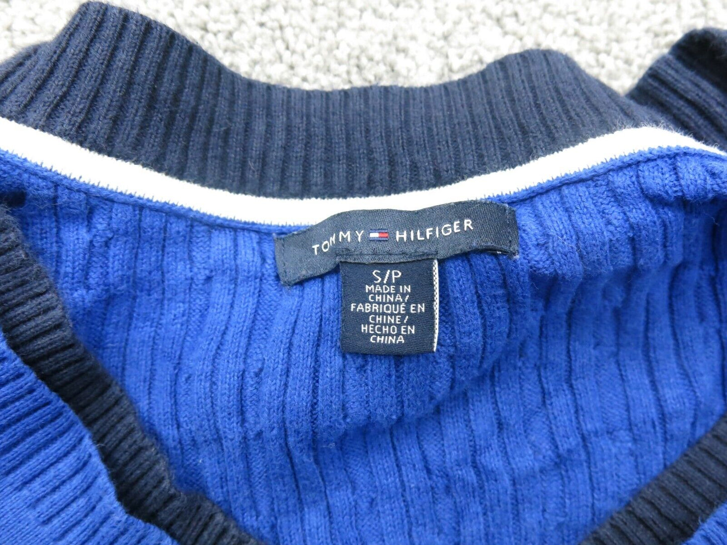Tommy Hilfiger Womens Pullover Sweater Knitted V Neck Long Sleeves Blue SZ S/P