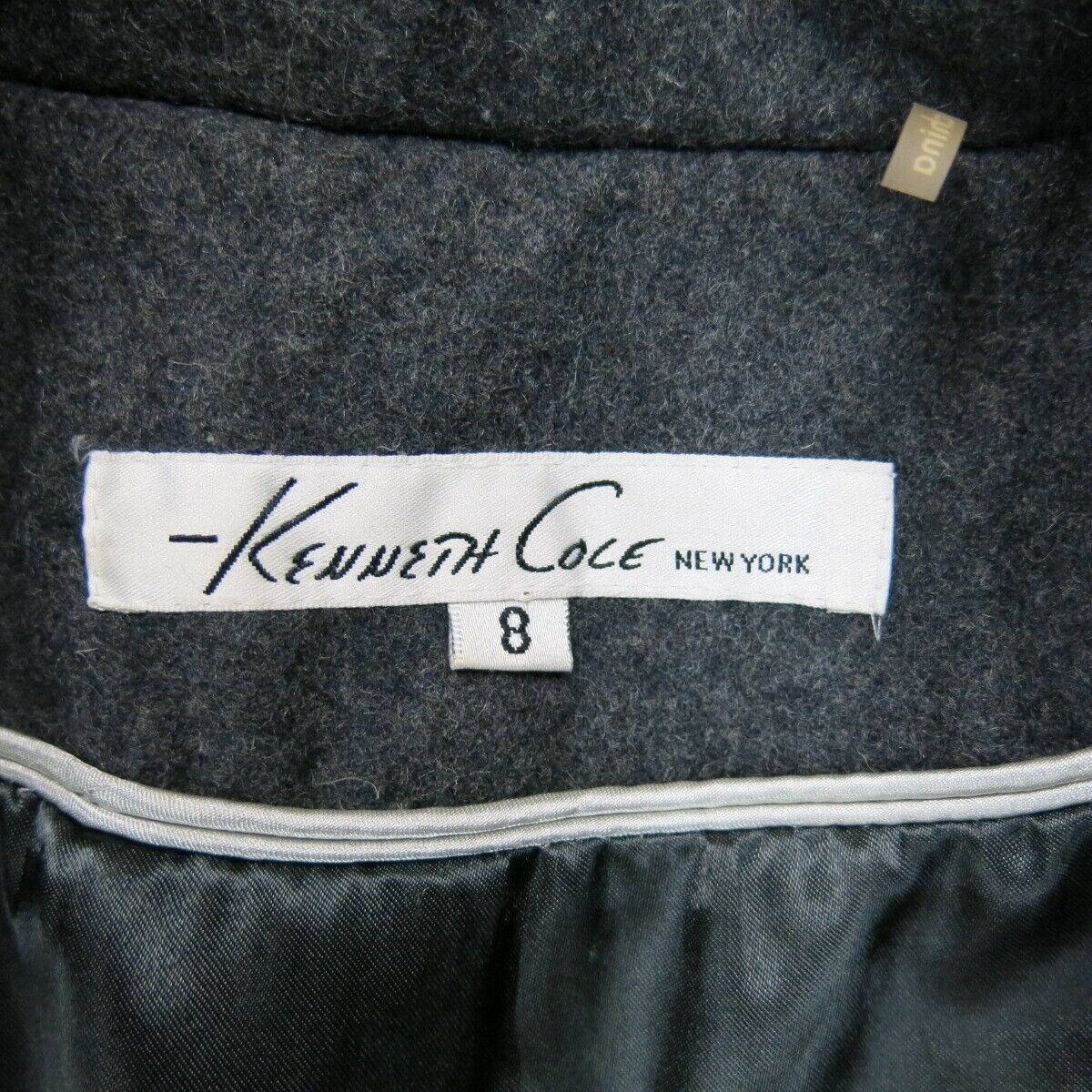 Kenneth Cole Womens Pea Trench Coat Double Breasted Long Sleeves Pockets Black 8
