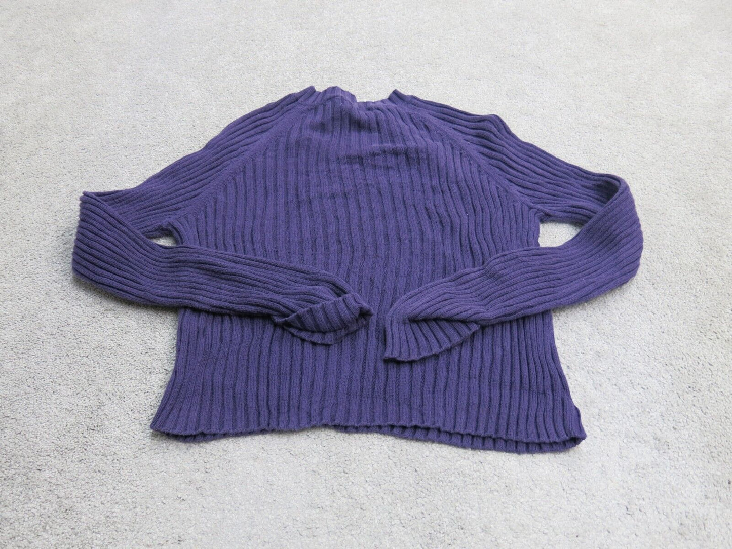 Old Navy Women Knitted Sweater V Neck Long Sleeves 100% Cotton Dark Purple Large